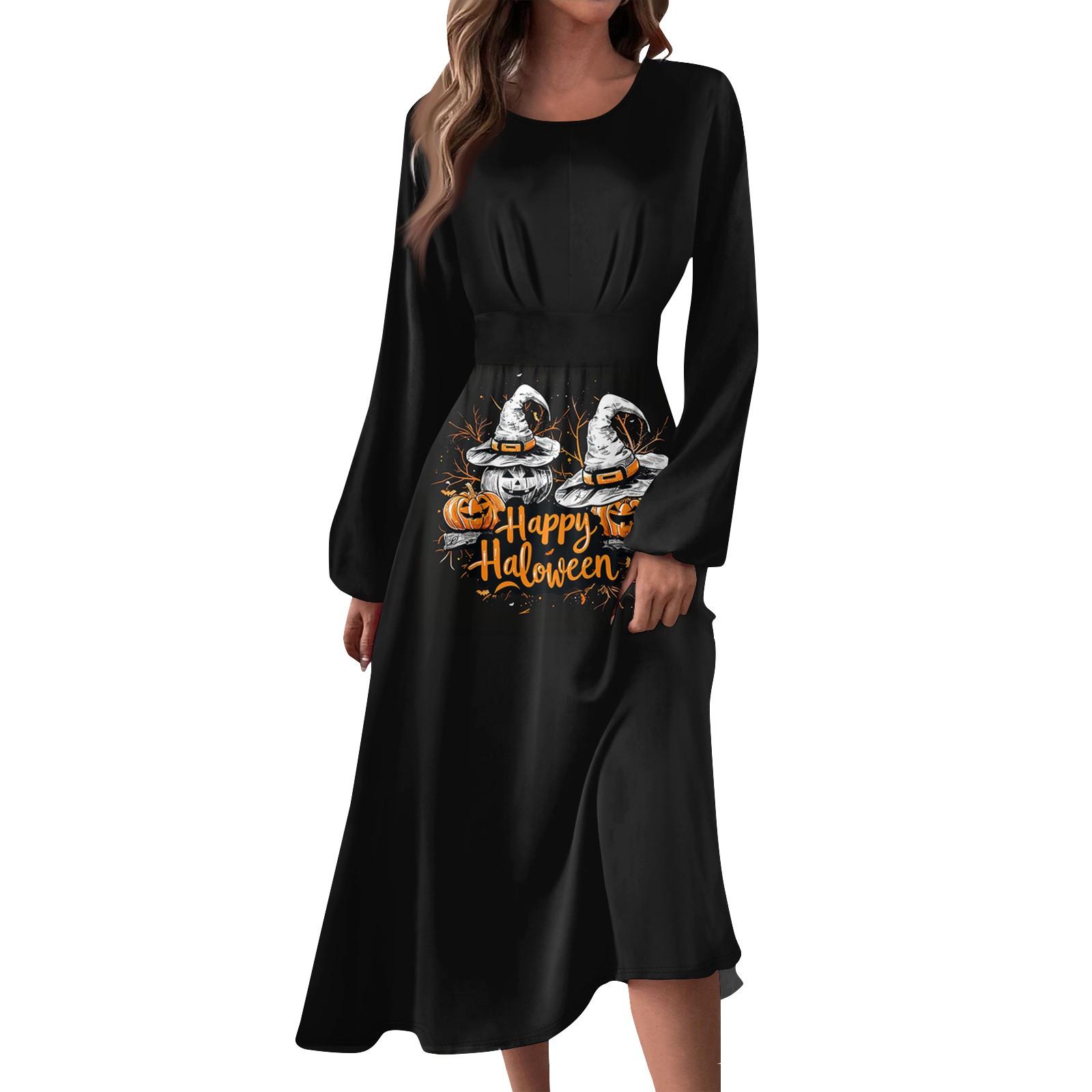 

Женское осенне-зимнее повседневное модное платье с круглым вырезом и длинным рукавом с принтом M