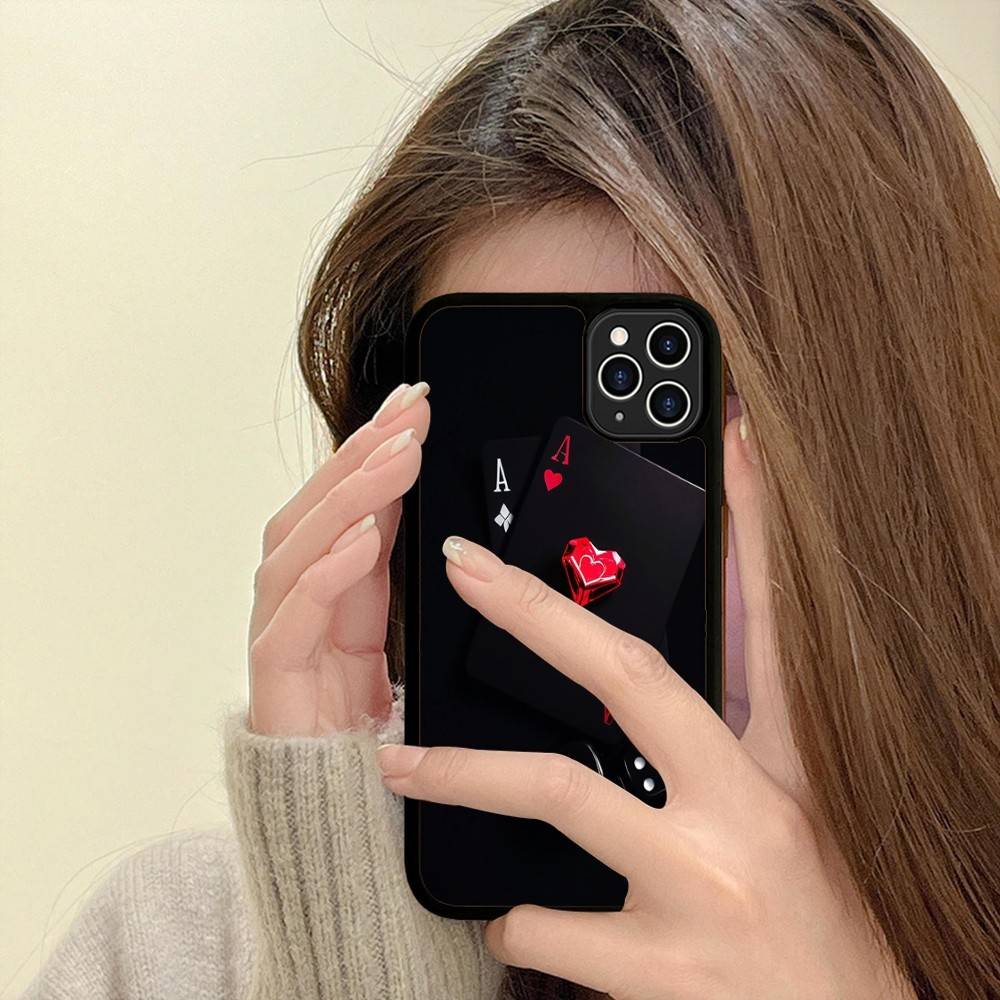 Poker Pattern Game Phone Case For IPhone 16 Pro Max 15 14 Plus 14 13 12 11 17 PC+TPU Cases Back Cover