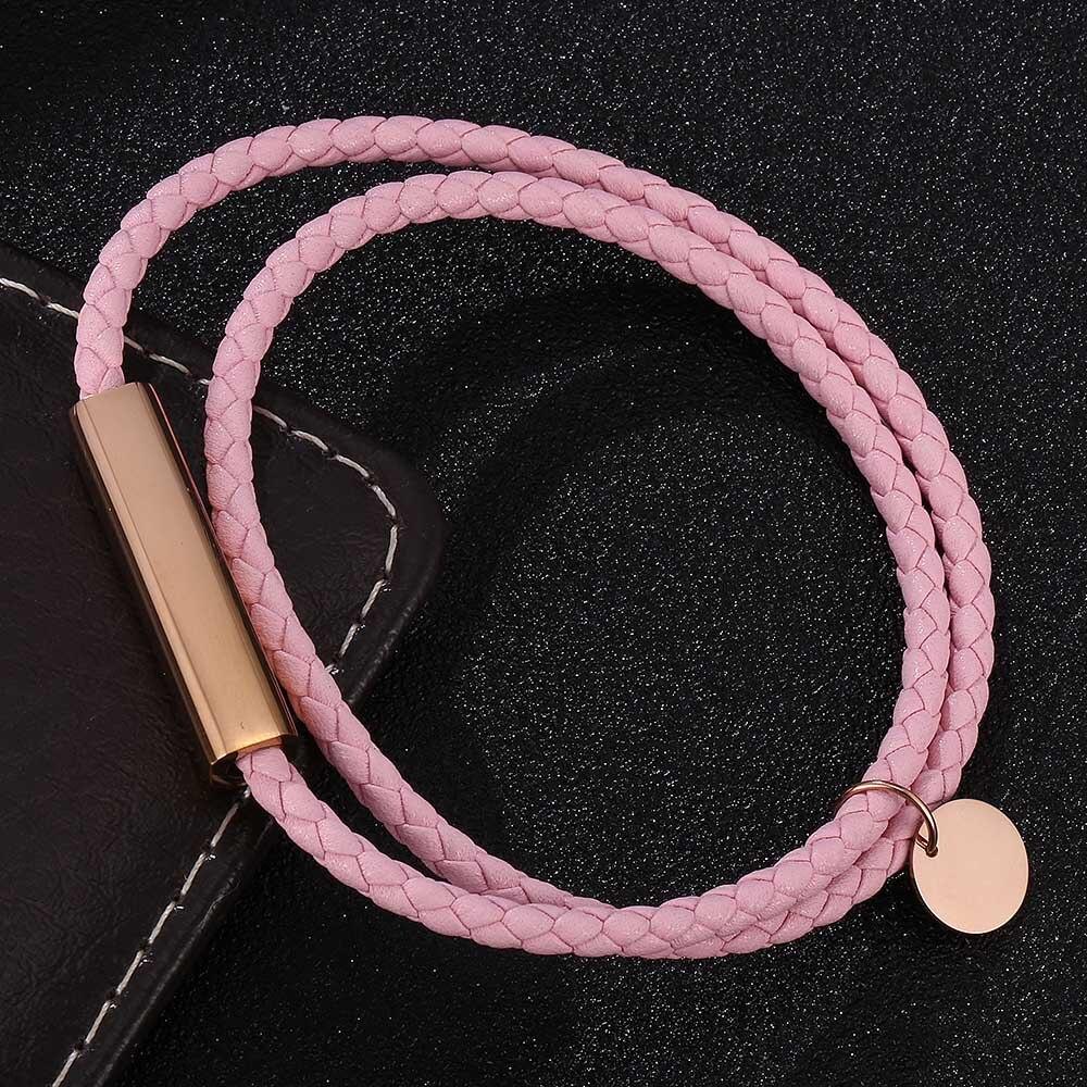 Pink Leather Bracelets For Women Fashion Charms Wrap Bracelets Fashion Costume Jewellery