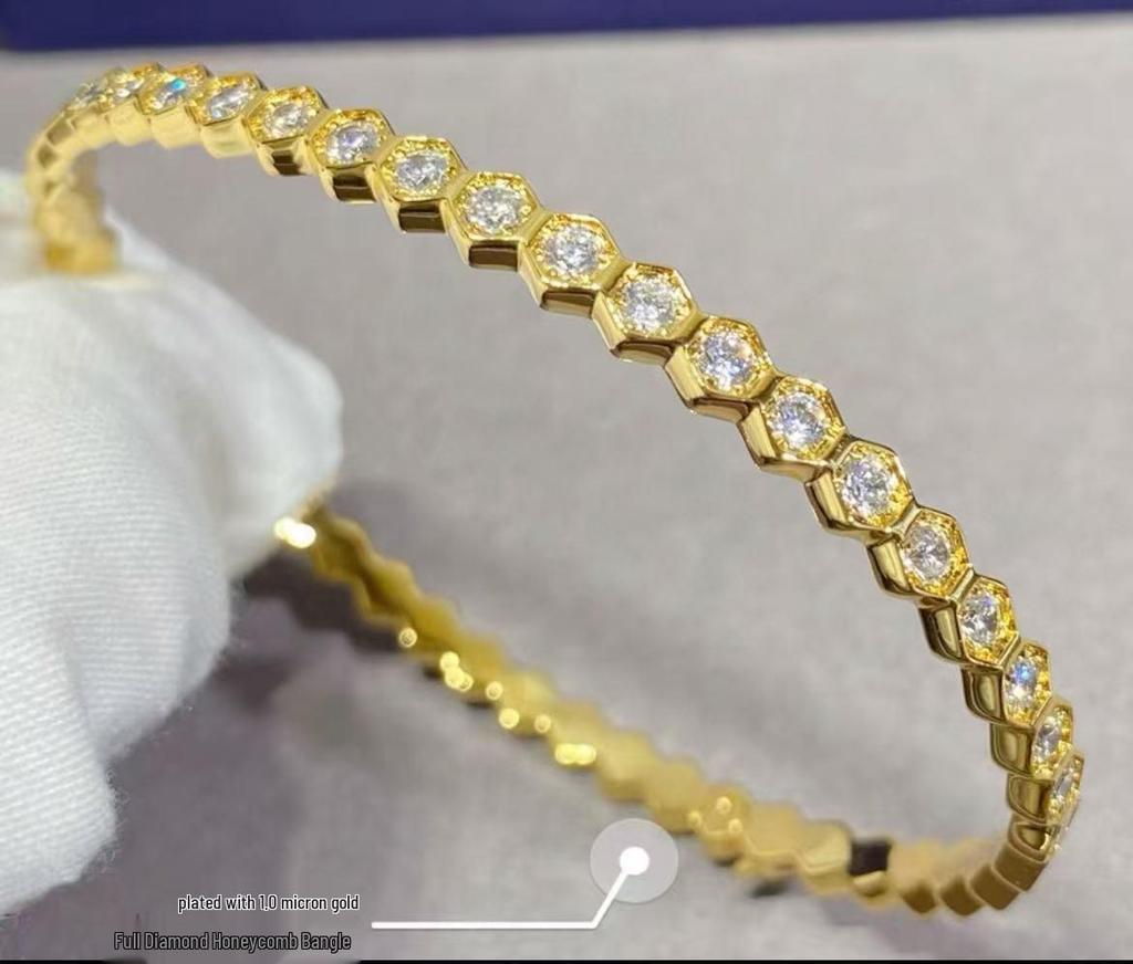 18K Rose Gold Honeycomb Bangle - Women's Luxury Niche Design by Shang&Mei