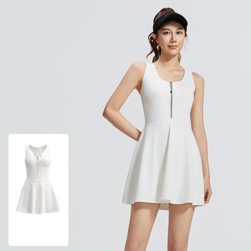 Damen Frühlingssport Reißverschlusskleid Damen Bequeme Sommer Outdoor Laufen Tenniskleider