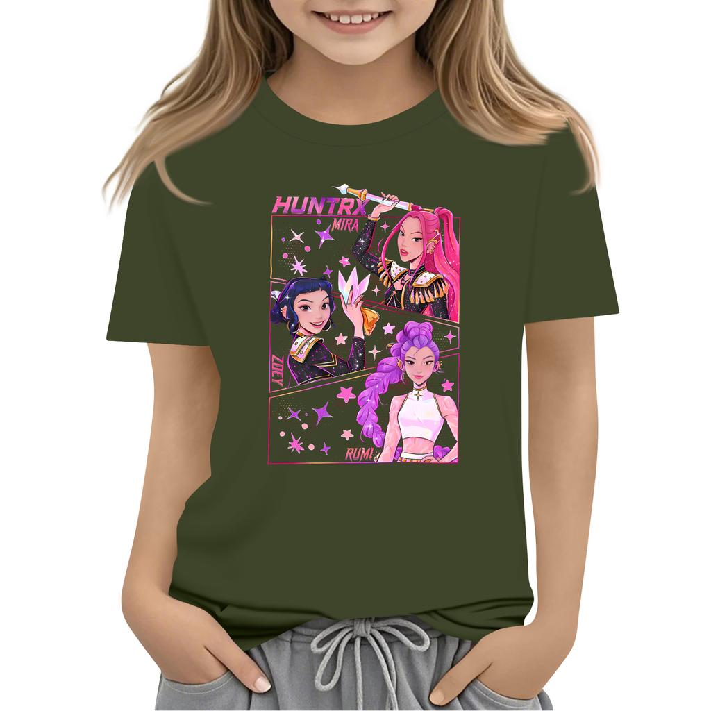 Boys Girls Round Neck Casual Printed Short-sleeved T-shirt Top