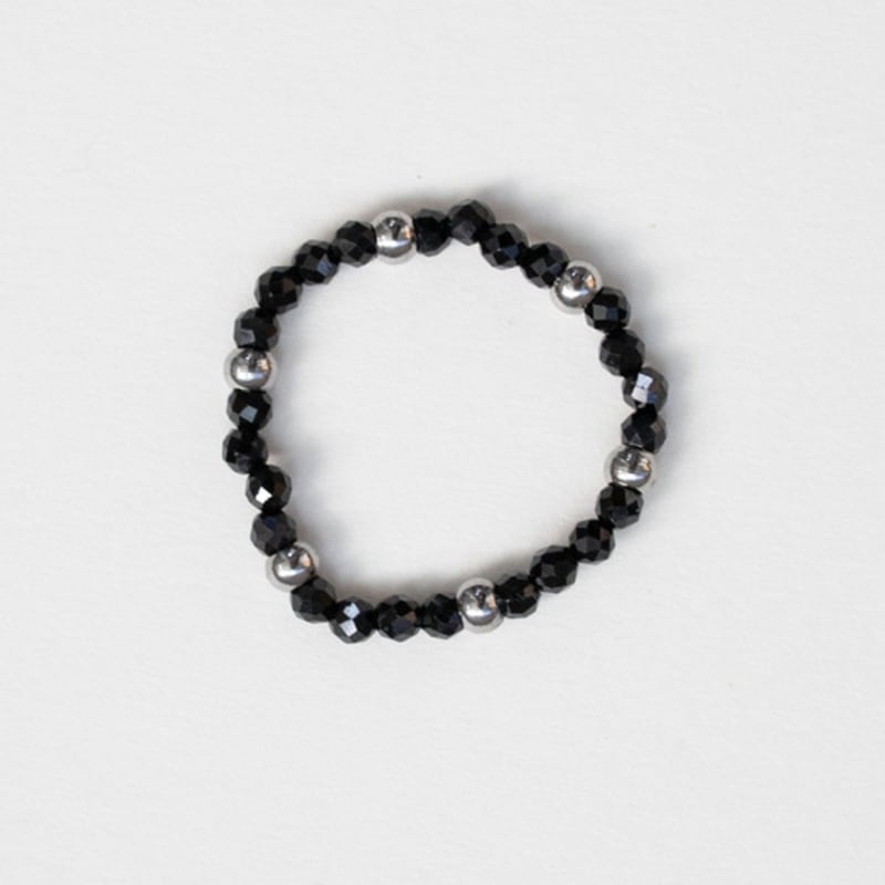 MERRYMOTIVE Black gemstone with surgical ball ring