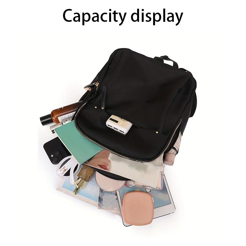 Daily Wear Solid Tone Nylon Backpack Fashion Lightweight Daypack, Multi-compartment for Ladies Daily Errands and Travel