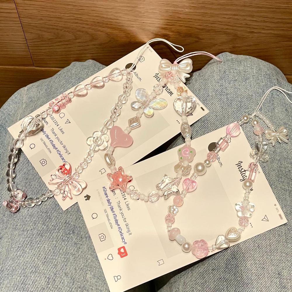 Beaded Phone Lanyard Portable Backpack Keychain Cartoon Key Chain Diy Bracelet Pendant For Fashion Accessories Couples