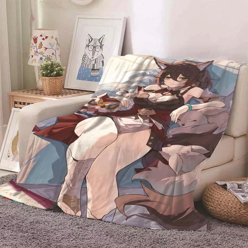 Anime Honkai Star Rail Kafka Flannel Blanket Cute Cartoon Printed Warm Soft Blankets Home Bedding Decor Winter Blankets