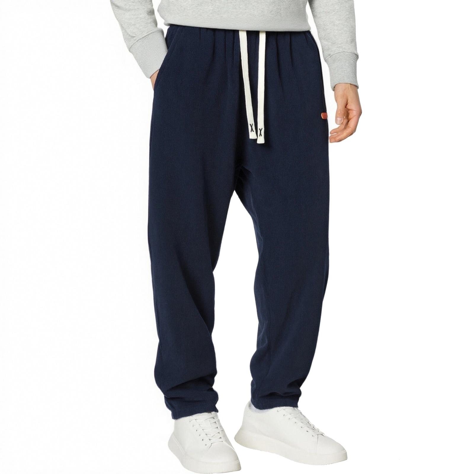 

Мужские однотонные повседневные свободные спортивные брюки, мужские вельветовые спортивные штаны на кулиске XL