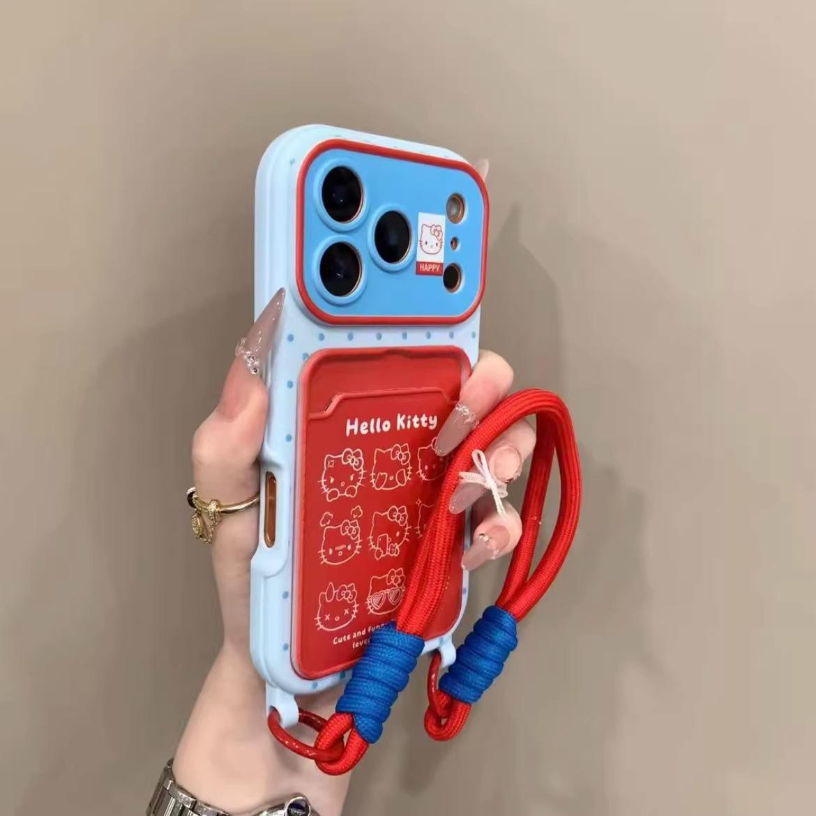 

KT Cat Window Phone Case for Apple Pro: 17 Slot Card Holder, Protective Cartoon Cover iPhone 14
