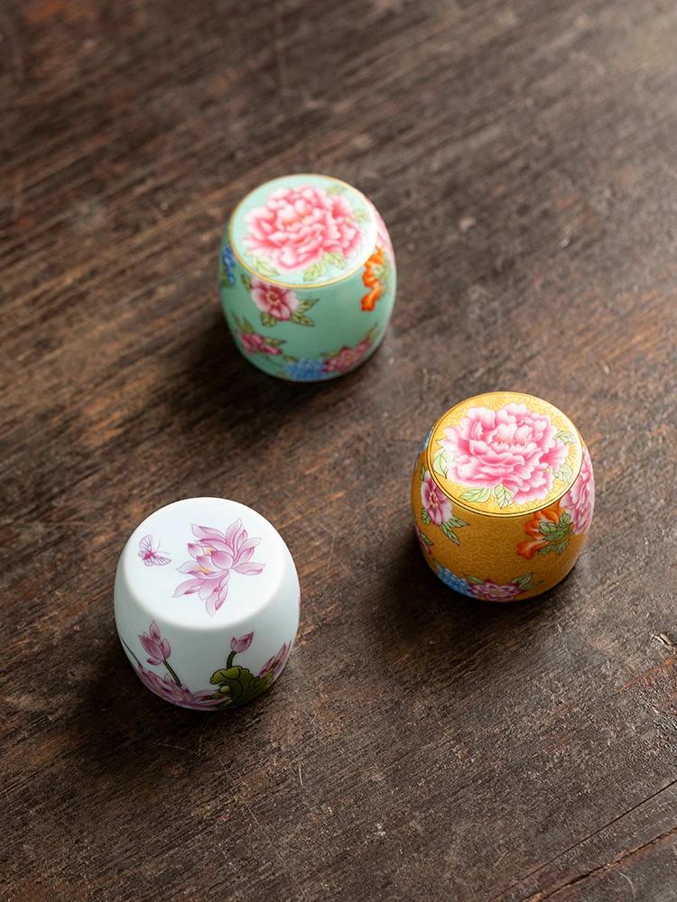 Porcelain Teapot Lid Stand Floral Enamel Chinese Gongfu Tea Ceremony Accessory Home Decor