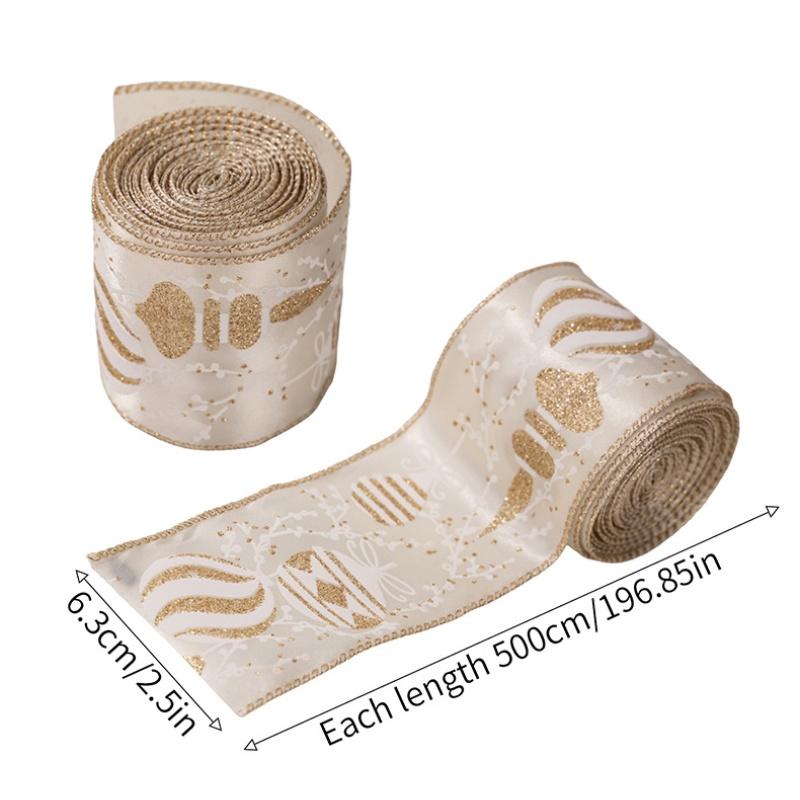 1 Roll Christmas Ribbon Diy Christmas Tree Decoration Wreath Decoration Gift Packaging Decoration Ribbon