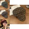 Vintage Red Plaid Cloud Beret Hat For Women Summer Casual Fashion Accessory