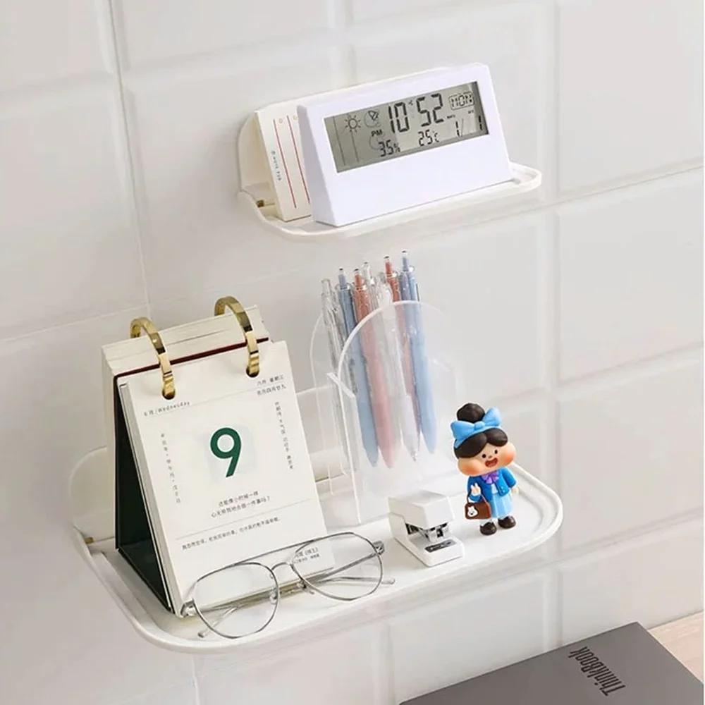 Foldable Wall Mounted Shelf-No Drill Space Saving Organizer for Bathroom Organizer WiFi Router Foldable Storage Rack Holder Tray