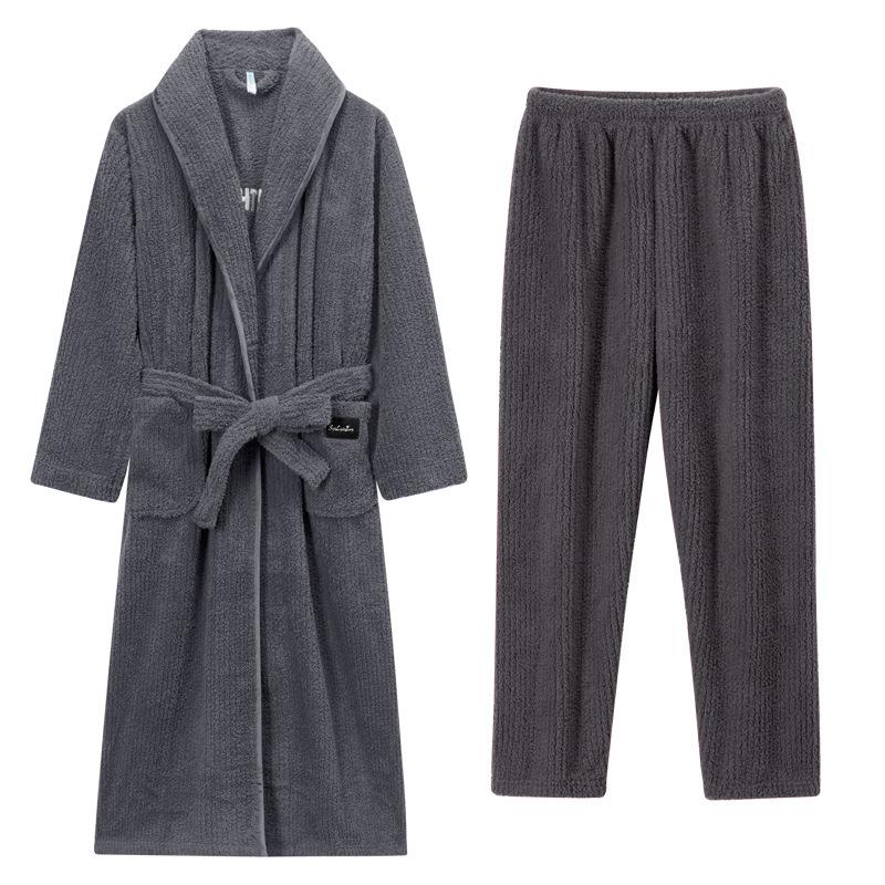 Nightgown Women'S Autumn And Winter Coral Fleece Men'S Bathrobe Couple Pajama Set Extended Yukata Thickened Winter