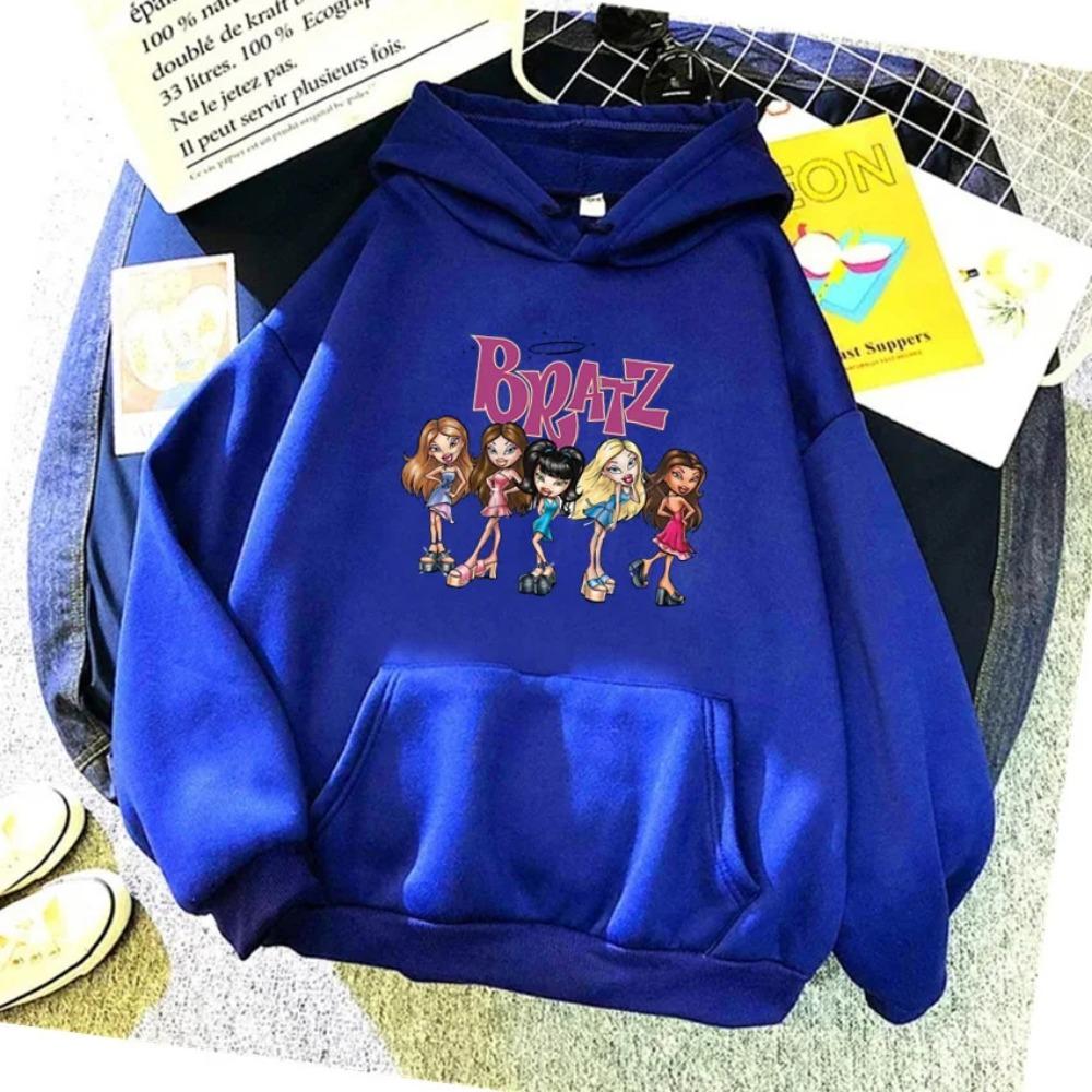 Bratz Potiskovaná Dámská Mikina Větších Velikostí, Dámský Pulovr, Hip-Hop Dlouhý Rukáv Street Style Podzimní/Zimní Vrchní Díl