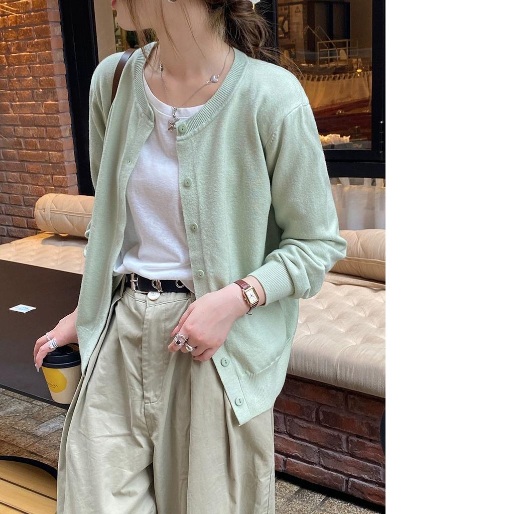 Women Cardigans Sweater Casual Warm Spring Summer O-neck Long Sleeve Single Breasted Slim Fashion Korean Knitwears Tops