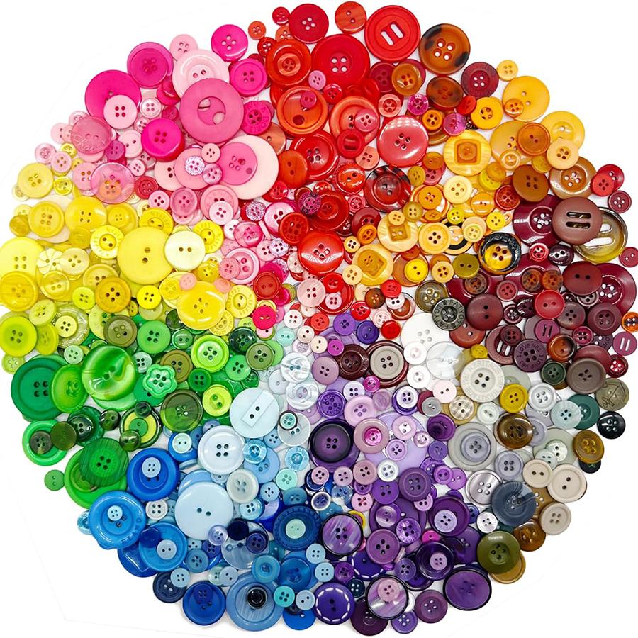60/120/240pcs Color Round Resin Button 0.7-2.5cm Assorted Sizes for DIY Crafts Sewing & Knitting Projects Household Sewing JXB