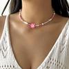Frangipani Seed Bead Imitation Pearl Necklace Beach Bohemian Vacation Style Flower Necklace Fashion Trend Versatile