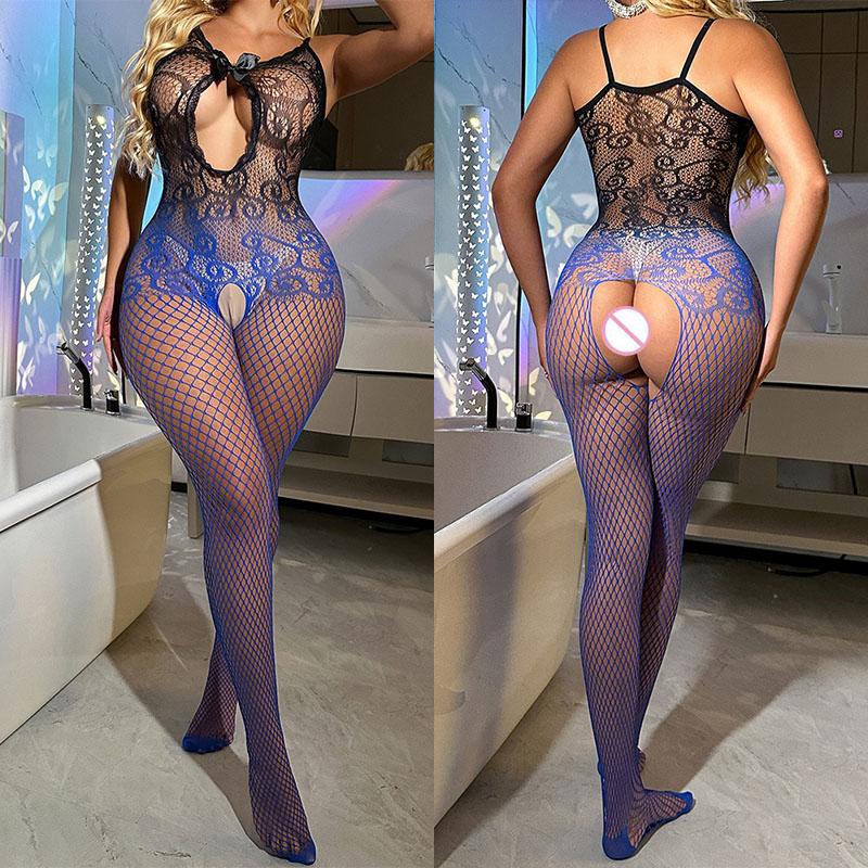 Hot Sexy Fashion Gradient Color Bodystockings Women Sexy Lingerie Fishnet Bodysuit Porn Lace Underwear Erotic Garter Stockings