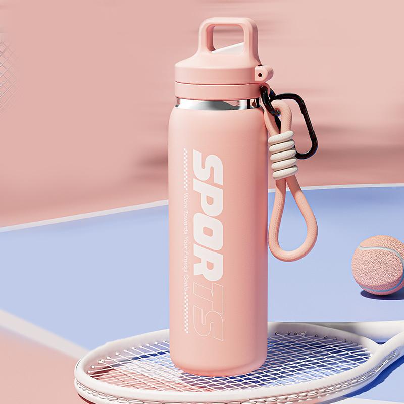 

Portable 600ml New Stainless Steel Insulated Water Bottle Unisex Outdoor Cycling Water Bottle One Lid Double Drinking Straw. 0.6L