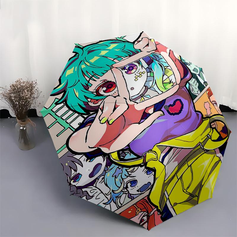 1 Stück Outdoor-Regenschirm mit Anime-Charakter-Aufdruck - Automatisches Öffnen/Schließen, Tragbares 3-fach faltbares Design, 8-Speichen-Eisenrahmen - Perfektes Geschenk für Fans, Tr