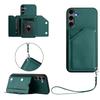 For Samsung Galaxy S25+ Case Card Holder Kickstand Skin-Touch Phone Cover with Wrist Strap