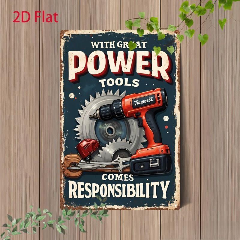 Vintage Garden Tools Metal Painting for Balcony Garage & Garden Decor