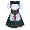Women Oktoberfest Dirndl Dress Bavarian Beer Maid Costume Off Shoulder Puff Sleeve Lace Apron Dress For Halloween