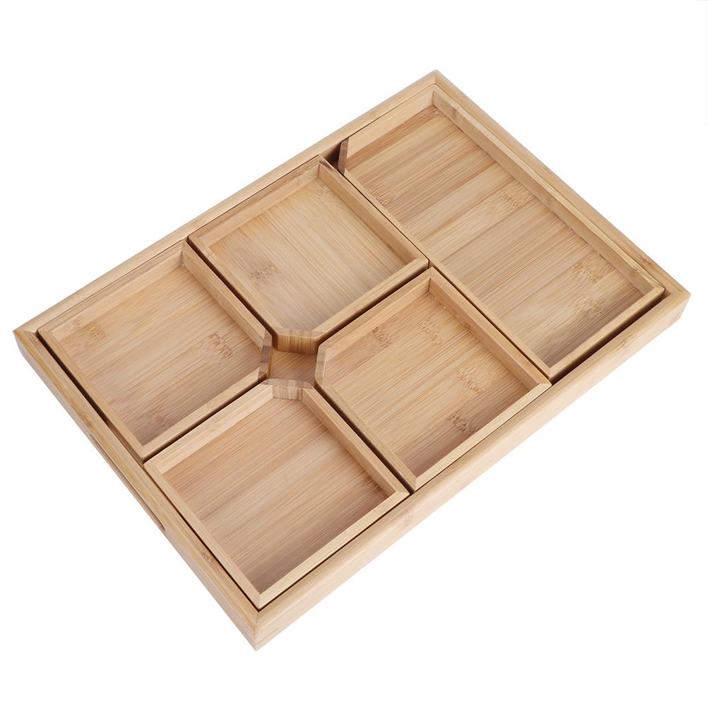 Household Bamboo Fruit Dessert Food Serving Plate Holder Multi Function Tea Cup Tray Tableware