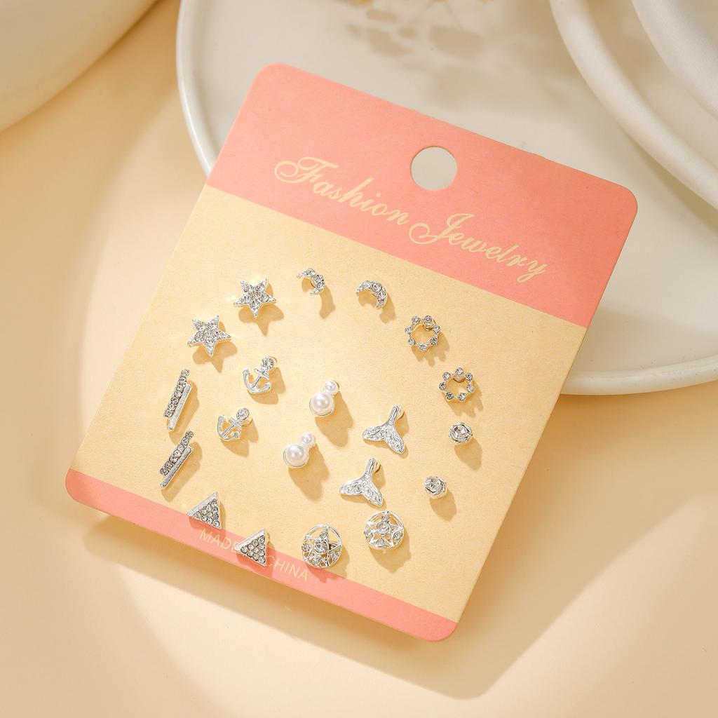 Titanium Steel One-week Stud Earrings 1 Combination Korean Fringed Bow Ins Versatile Cute Earrings for Women