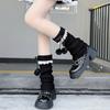 Lace Balletcore Stockings Plush Balls Knitted Leg Covers Fashion Leg Warmer Women  Women
