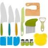 14Pcs Kids Cooking Cutter Set Toddler Safe Knife Kids Wood Cutter Cooking Plastic Fruit Knives for Cut Fruits Kitchen Peeler