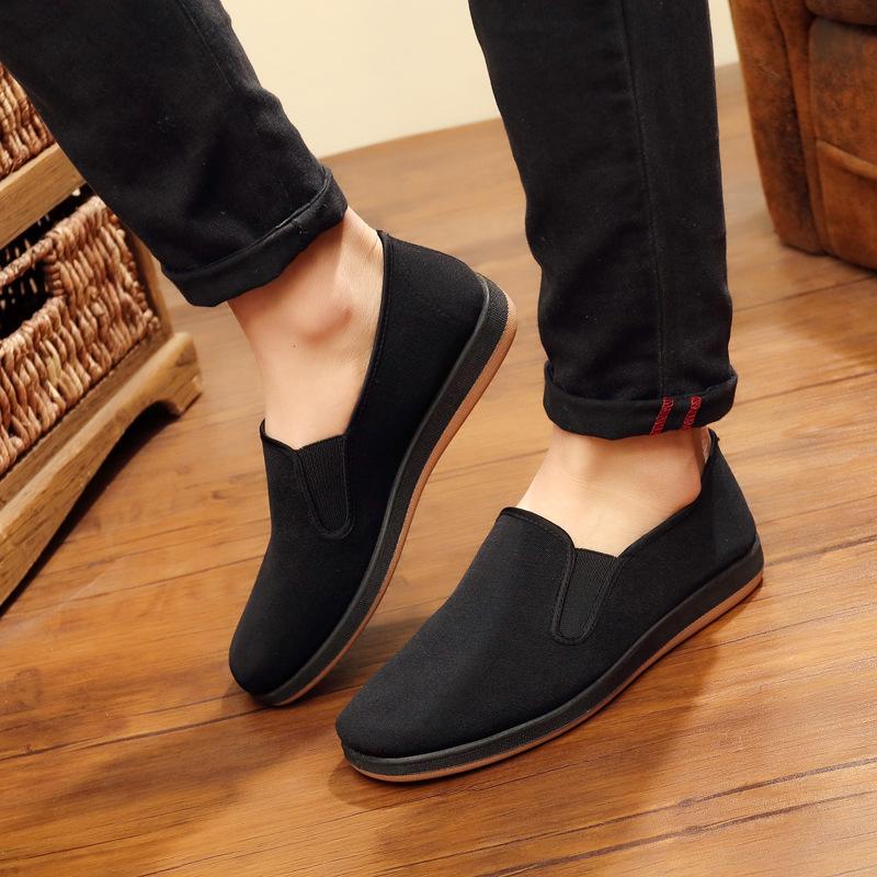 Cloth Shoes Are Comfortable, Middle-aged and Elderly Men's Shoes Have Soft Soles, Non-slip Black Work Shoes, Elastic Mouth and One Pedal, Lazy Shoes.