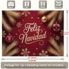 1 Piece Spanish Style "Feliz Navidad" Christmas Banner with Golden Letters Red Snowflakes and Pine Branches Design