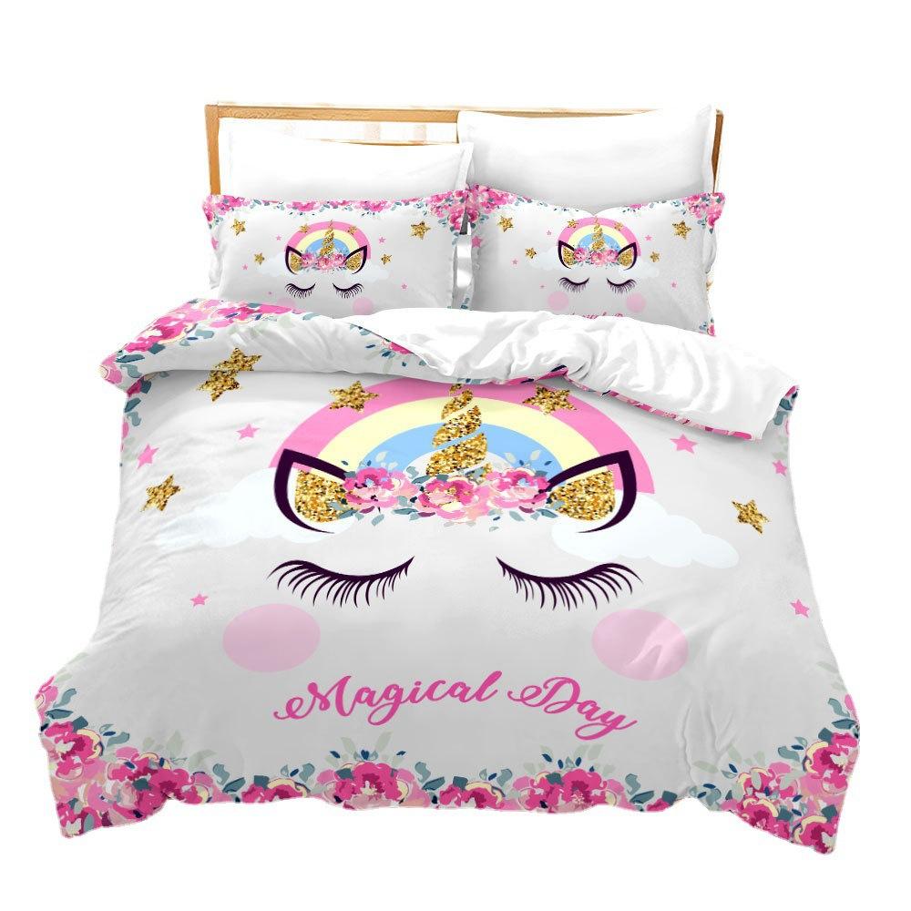 Unicorn 3D Digital Printing Bed Sheet Home Textile Three-Piece Set Four-Piece Set