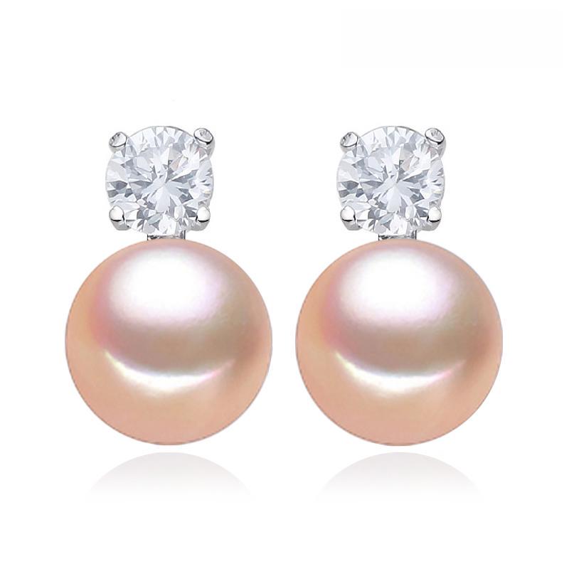 FENASY Elegant White Natural Freshwater Pearl Earrings Fashion Cubic Zirconia Earrings For Women