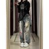 Damen High-Waist Retro Slimming Ripped Straight Leg Jeans