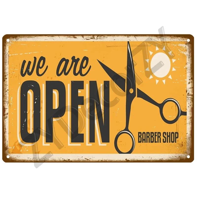 1pc Vintage BARBER SHOP Metal Sign Poster Cafe Bar Pub Tin Sign Plaque Retro Haircut and Shave Beard Sign Home Decor 8x12 Inch