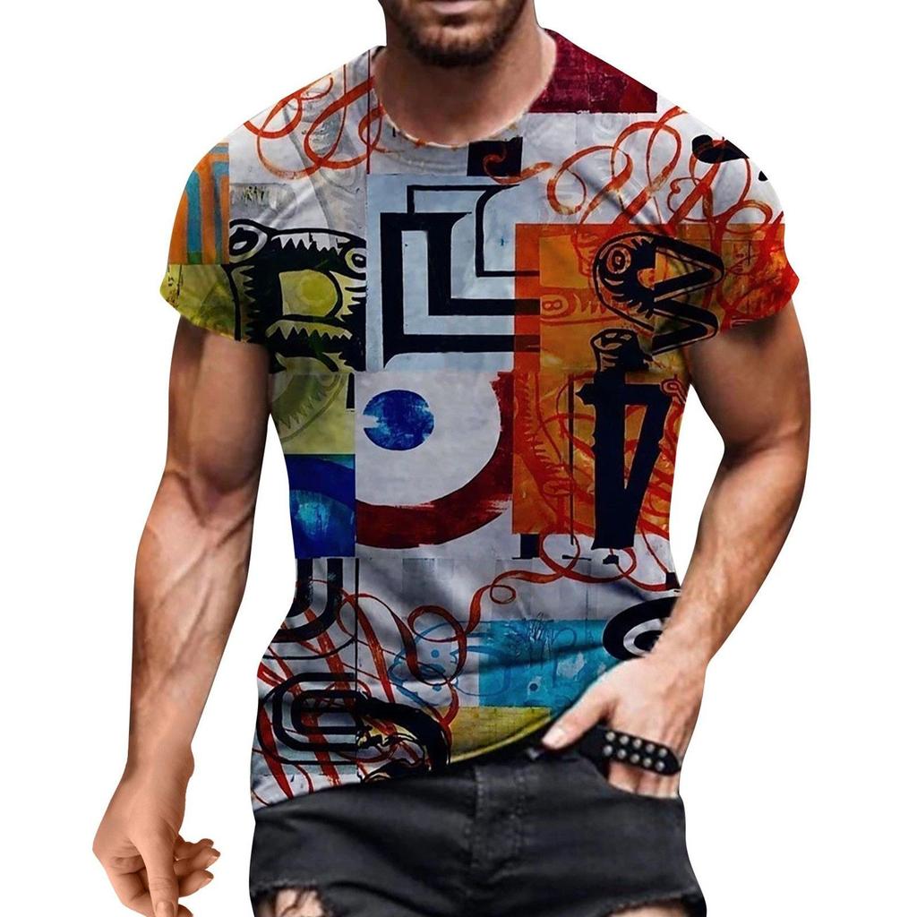 3Dt-Shirt Vertigo Pattern Print Casual Versatile Crew Neck Men'S T-Shirt