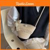 Solid Decoration Bow Color Children Woven Shoulder Bag For Summer Use Daily