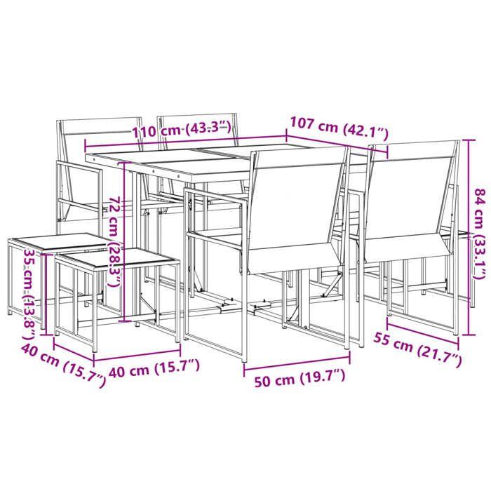 VidaXL Ensemble à manger de jardin 9 pcs noir textilène, ensemble à manger d'extérieur, meuble à manger de jardin, table et 3295128