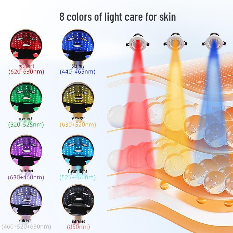 8-Color Silicone LED Light Mask: Red & Blue Photon Beauty Rejuvenation Facial Device
