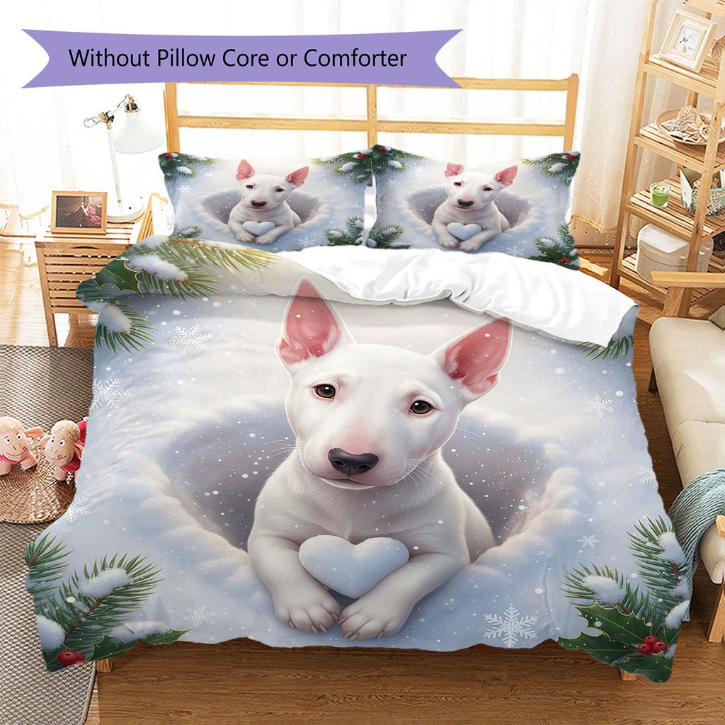 Cute animalsinthesnow Pattern Bedding Quilt Set Quilt Cover Pillowcase Home Decoration Birthday Gift (1 * duvet cover + 2 * pillowcase, without core)