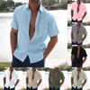 Men's Solid-Colour Shirt with Collar Casual Knitted Slim-Fit Short-Sleeved Shirt