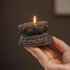 Mid-Century Lotus Candle Holder: Retro Zen Ornament, Small Round Base