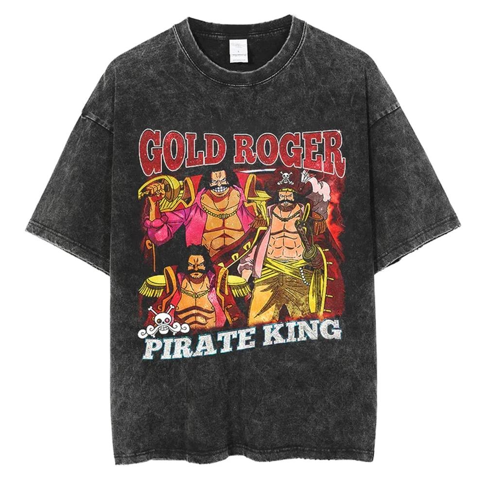 Men Hip Hop Streetwear Black TShirt Japanese Anime One Piece Vintage T Shirt Summer Harajuku Cotton Tshirt Short Sleeve Tops