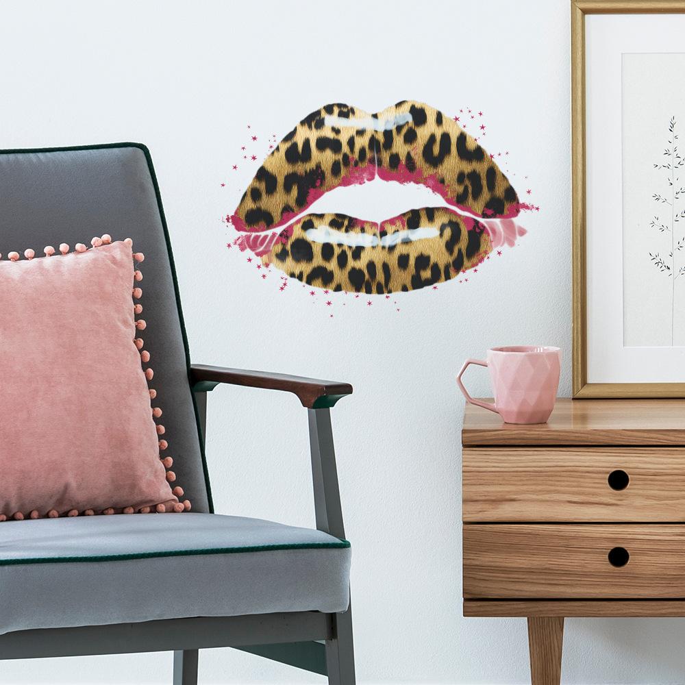 Personalized Leopard Print Lip Print Bedroom Dressing Room Home Decoration and Beautification Wall Stickers
