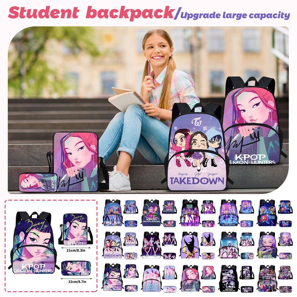Girls Backpack Primary School Student Backpack Printed Children's Bag Shoulder Bag Pencil Case Three-piece Set
