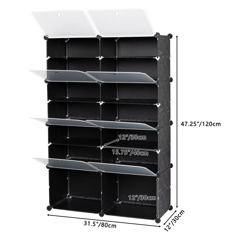 7-tier 14 Grids Shoe Rack Organizer Portable Large Capacity Tower Shelf Storage Cabinet Stand For