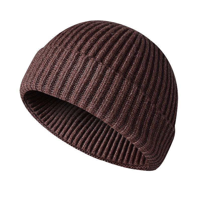 Custom Knit Cuffed Wool Slouchy Beanie,Streetwear Private Woven Label Logo Beanies,Fisherman Skull Hats Winter Cap