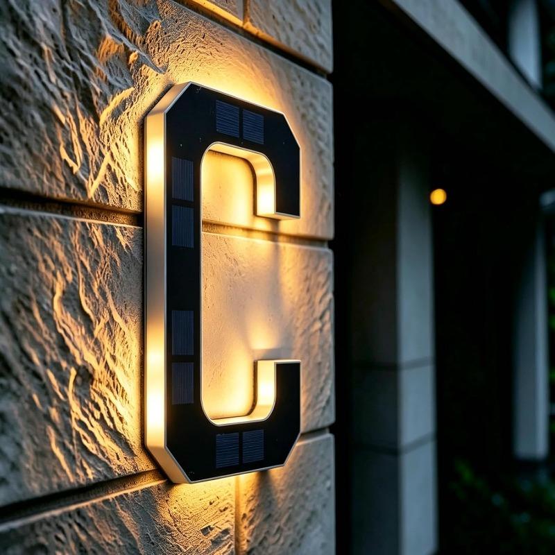 LED Solar House Number Light, Waterproof Light‑Sensor Address Plate for Home Entrance Yard Wall Fence Gate Outdoor Household Decoration